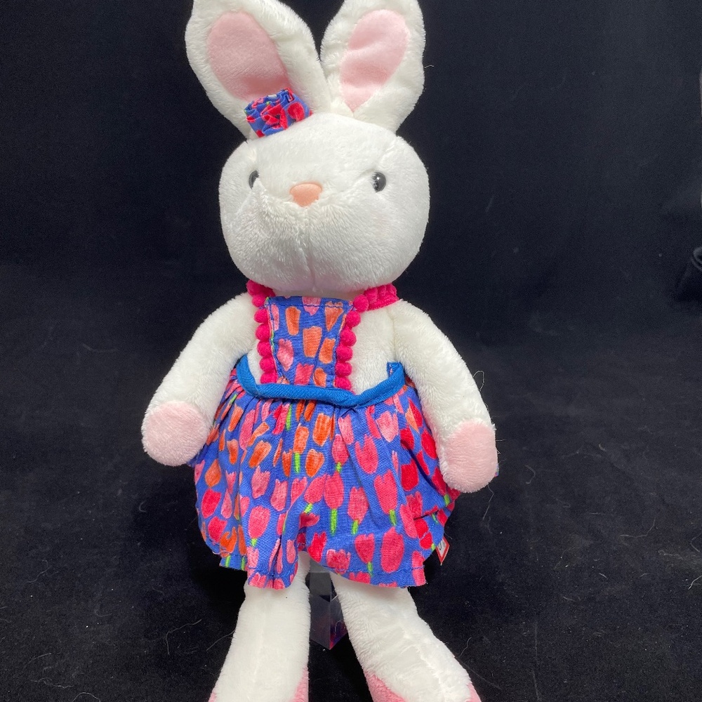 Douglas Pretty White Rabbit with Slippers and Strawberry Dress